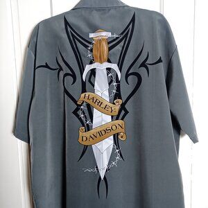 Harley Davidson Shirt with Tribal Barbed Wire Sword Graphic